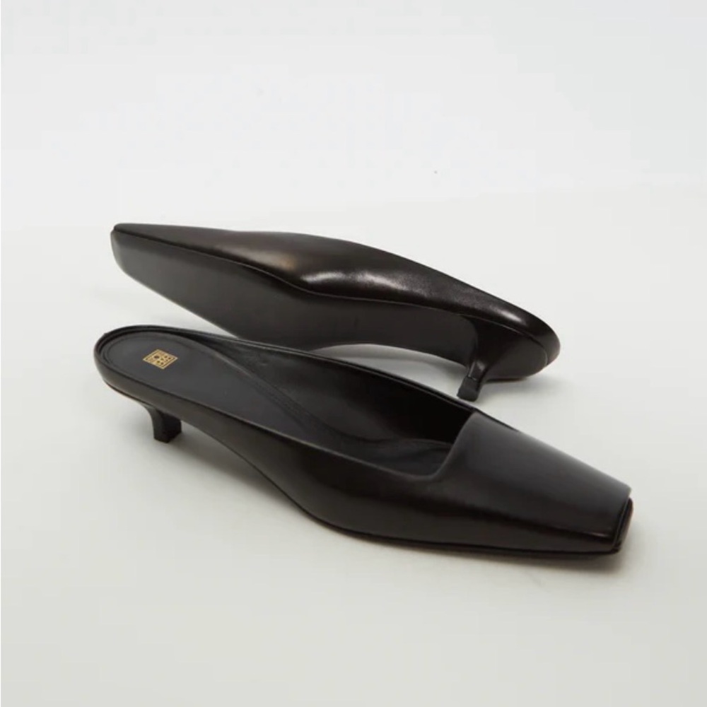 Toteme Mule Black 38 Square Toe Kitten Heel